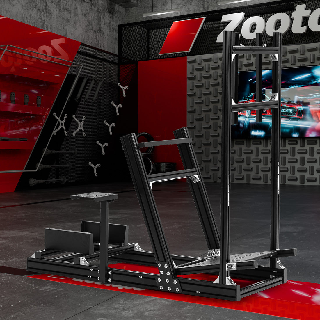 Zootopo 8040 Aluminum Profile Racing Simulator Cockpit with Monitor Frame Fit for Logitech/Thrustmaster/Fanatec G25 G27 G29 G923 T80,F1 Trunk,No Seat,Handbrake,Pedals,Steering Wheel