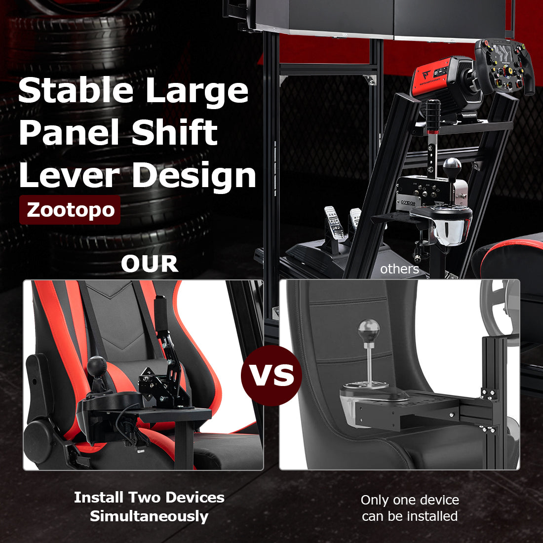 Zootopo 8040 Aluminum Profile Racing Simulaor Cockpit with Red Seat & Triple Display Stand Fit for Logitech/Thrustmaster/Fanatec G920,G923&T80 Professional,F1 Trunk,No Handbrake,Pedals,Steering Wheel