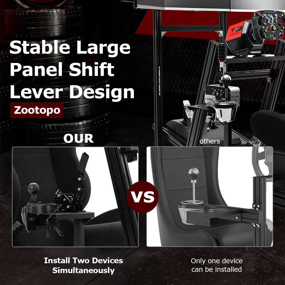 Zootopo 8040 Aluminum Profile Racing Simulator Cockpit with Black Seat & Triple Display Stand Fit for Logitech/Thrustmaster/Fanatec G25 G27 G29 G923 T80,F1 Trunk,No Handbrake,Pedals & Steering Wheel