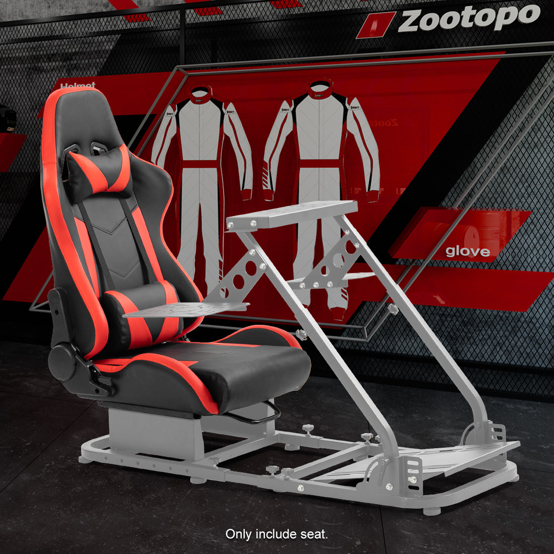 Zootopo Ergonomic Red Racing Seat with Adjustable Double Slides Fit Racing Simulator Cockpit Wheel Stand Gaming Chair Video Game Chairs