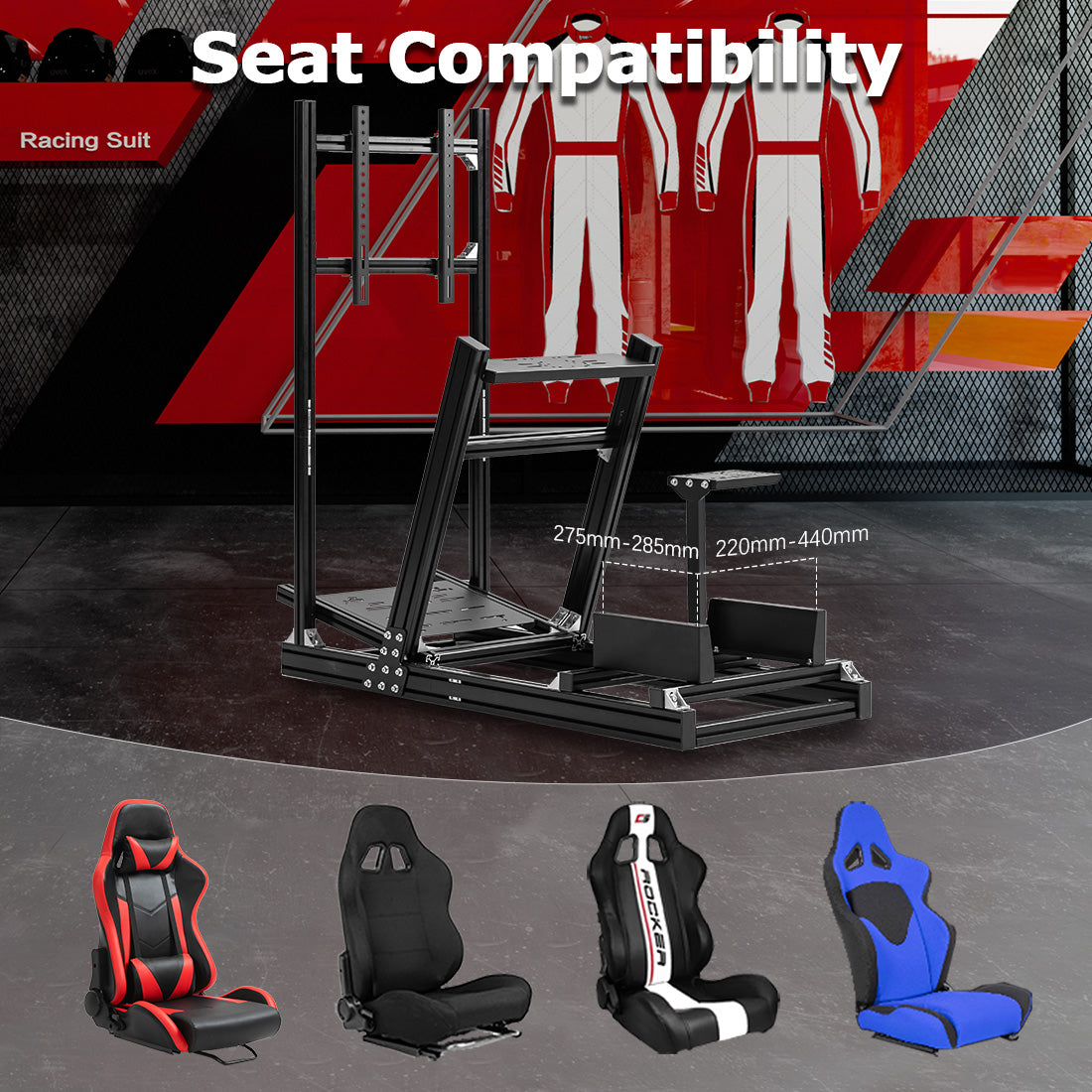 Zootopo 8040 Aluminum Profile Racing Simulator Cockpit with Monitor Frame Fit for Logitech/Thrustmaster/Fanatec G25 G27 G29 G923 T80,F1 Trunk,No Seat,Handbrake,Pedals,Steering Wheel