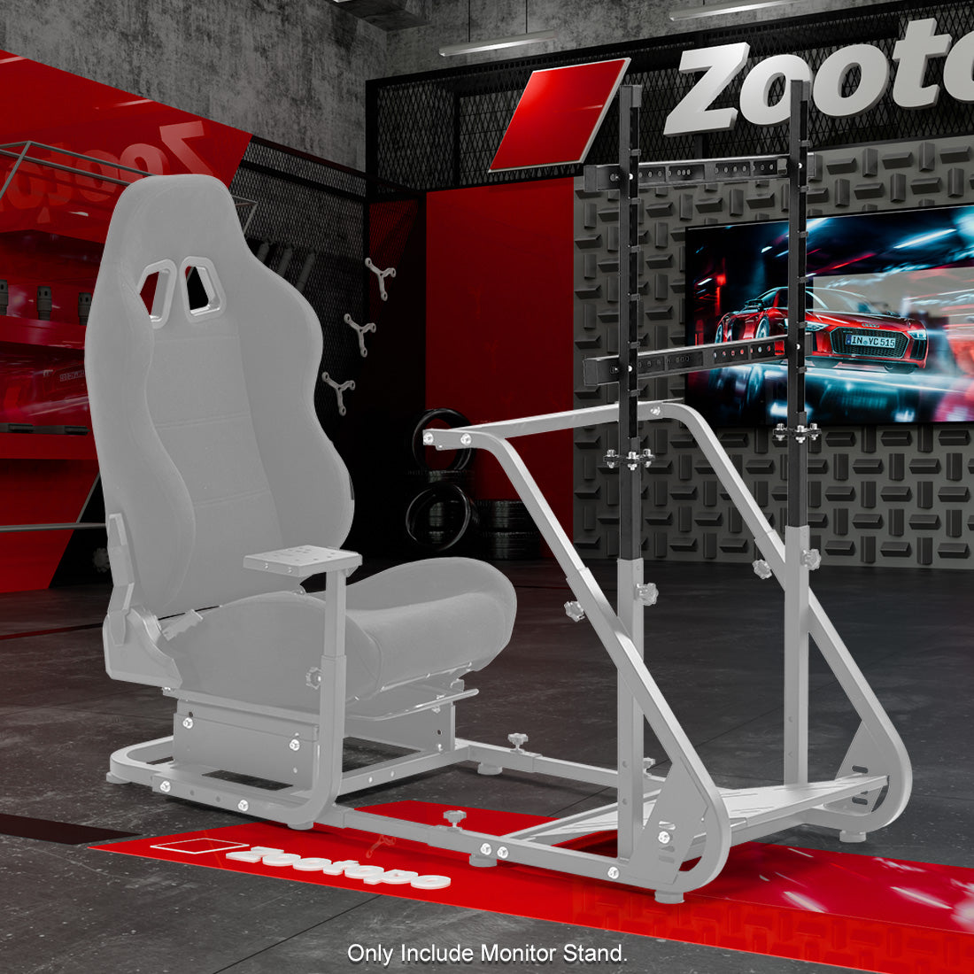 Zootopo Simulator Monitor Mount Fit for Multi-Brand Cockpit Mountable 32-55 inchs Display,Height Adjustable,NO TV,Steering Wheel,Shift Lever,Pedals,Seat and Race Frame