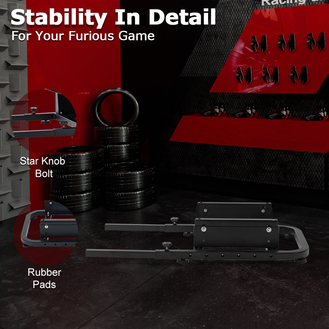 Zootopo Alloy Racing Bracket Accessories, Rear Half of Racing Wheel Stand Adjustable Width and Height of Seat Stand, Racing Simulator Cockpit Seat Mount, Support DIY