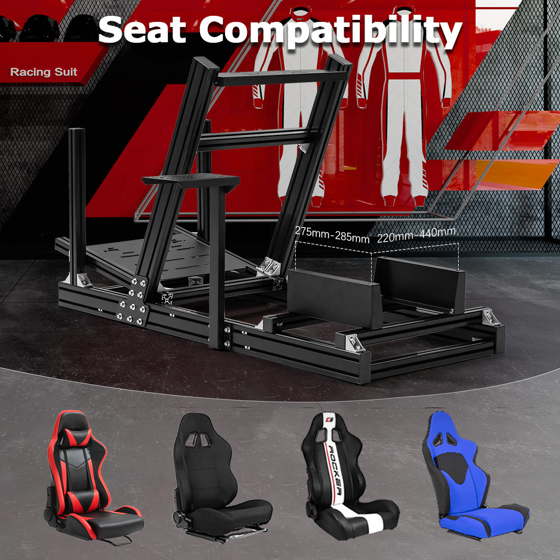 Zootopo 8040 Aluminum Profile Racing Simulaor Cockpit Fit for Logitech/Thrustmaster/Fanatec/Moza G920,G923 Professional&Expandability,F1 Trunk,No Seat,Handbrake,Pedals,Steering Wheel