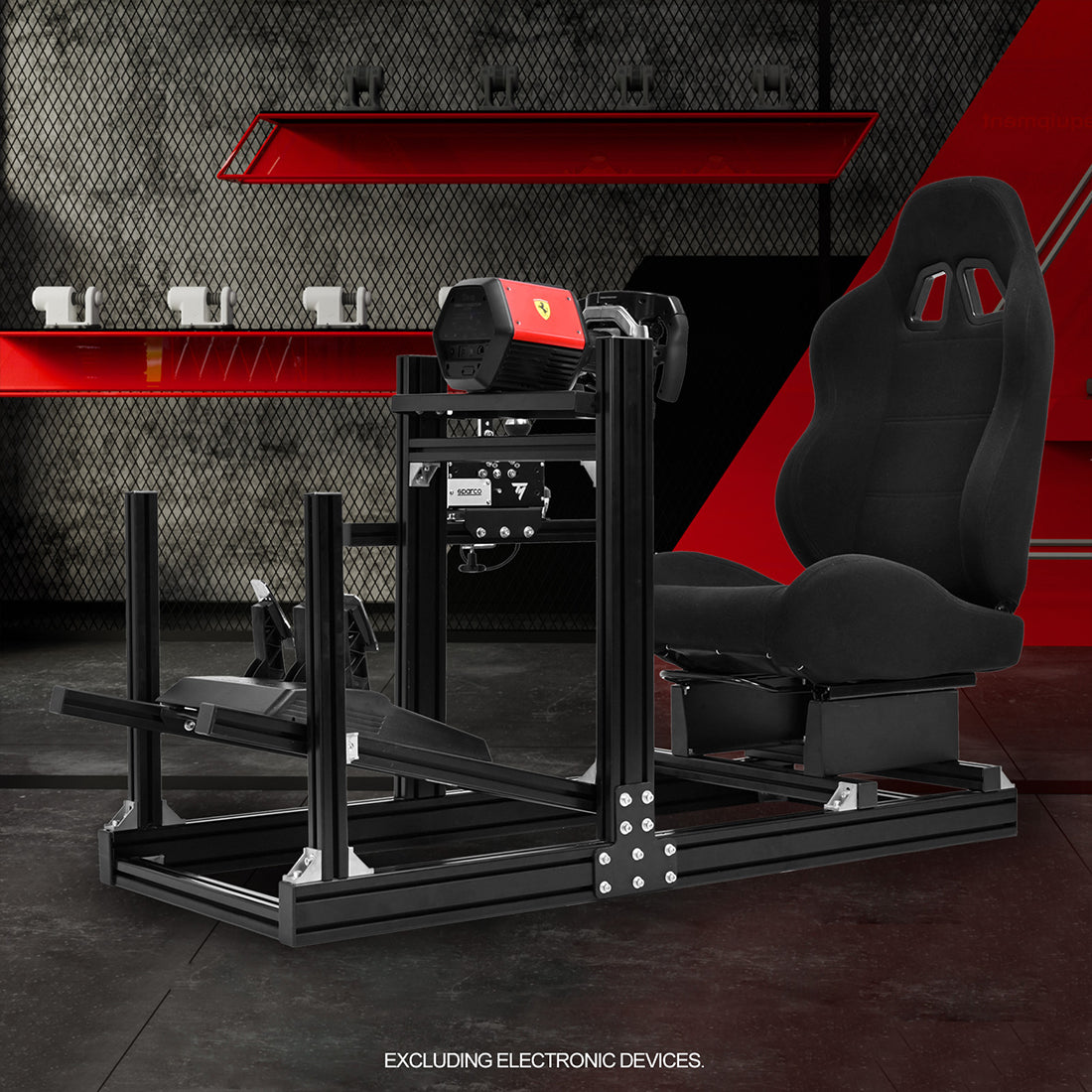 Zootopo 8040 Aluminum Profile Racing Sim Cockpit with Black Seat Fit Logitech G923 G920, Adjuatable Driving Simulator Cockpit Not Include Steering Wheel,Pedals,Handbrake