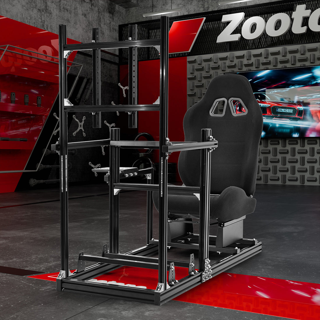 Zootopo 3060 Aluminum Profile Racing Simulator Cockpit with Monitor Mount, Fit for Thrustmaster/Fanatec/Logitech G29 , Adjustable Driving Simulator cockpit, Does Not Include Steering Wheel, Pedals, or Handbrake
