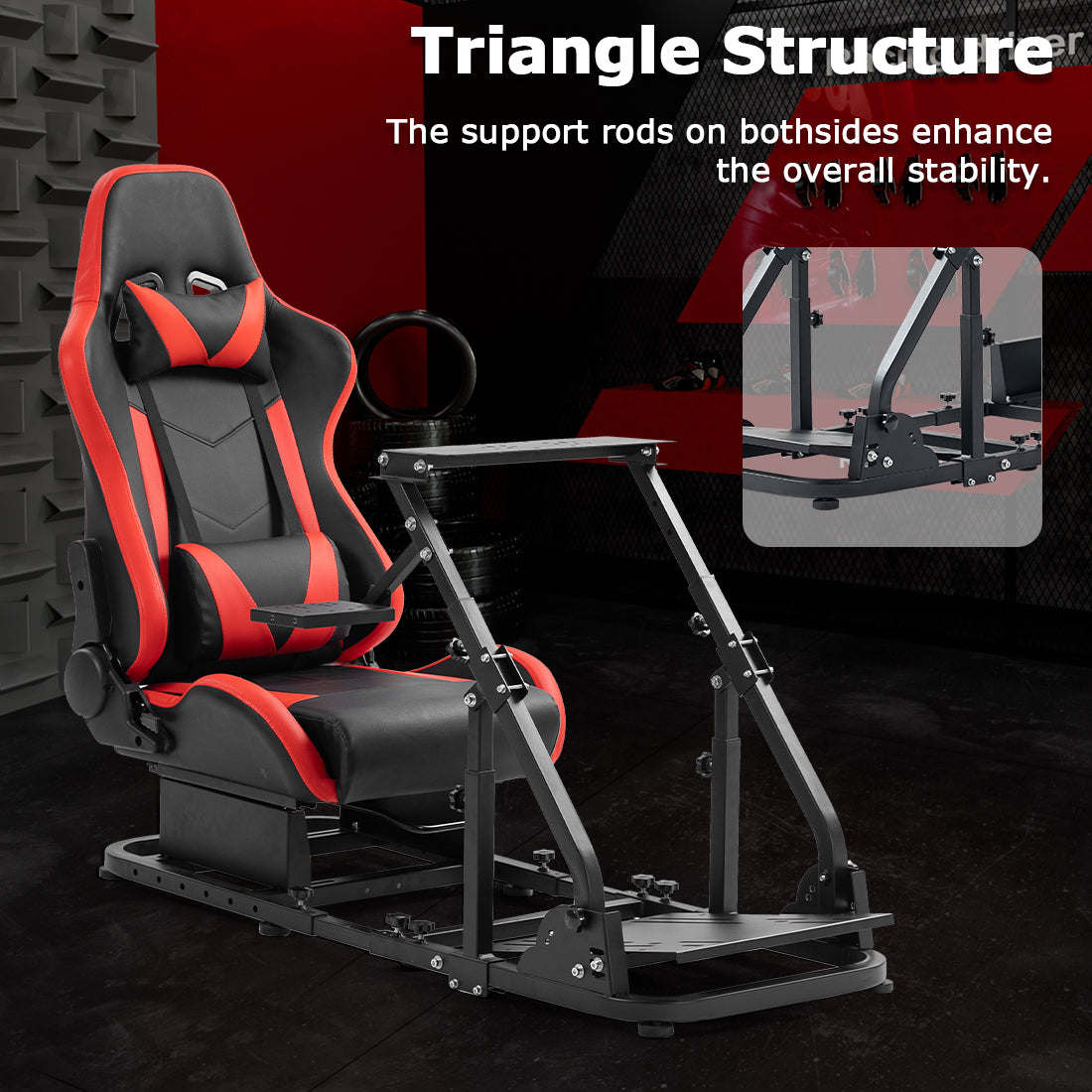 Zootopo Racing Simulator Cockpit with Red Seats, Fit for Logitech G923/G29/G920, Thrustmaster, Fanatec, Unlimited Adjustment,Not Included Shifter,Wheel,Pedals