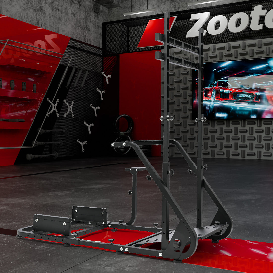 Zootopo Adjustable Sim Racing Cockpit with Monitor Mount, Fit for Logitech G923,Thrustmaster Wheels, Frame Double Arm Reinforcement, No Steering Wheel,Pedal,Display and Seat