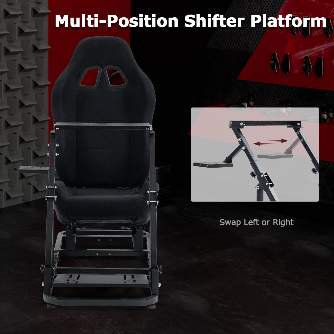 Zootopo Racing Simulator Cockpit with Black Seat Fit for Logitech G923/G29/G920, Thrustmaster, Fanatec,  Unlimited Adjustment,Not Included Shifter,Wheel,Pedals