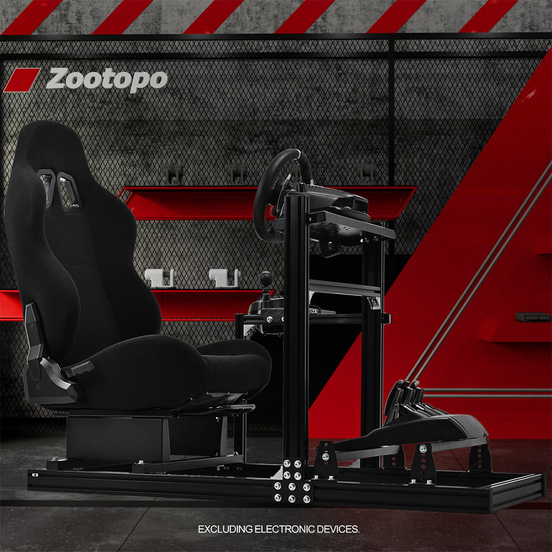 Zootopo 3060Aluminum Profile Racing Simulator Cockpit with Seat, Supports Adjustment, Compatible with Thrustmaster/Fanatec/Logitech G29 Steering Wheels,and designed  for the Sim Frame 3060 Chassis,Does Not Include Steering Wheel, Pedals, or Handbrake