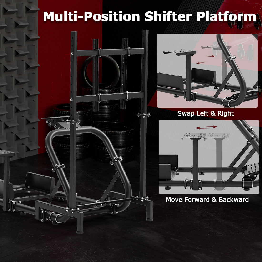 Zootopo Professional Racing Simulator Cockpit with Monitor Stand, Fit for Logitech G920/Thrustmaster/Moza, Streamlined Dual-arm Design, No Wheel, Pedals, Handbrake, Seat,and Monitor
