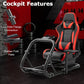 Zootopo Professional Racing Simulator Cockpit Frame with Red Seat, Fit for Logitech G920/Thrustmaster/Moza, Streamlined Dual-arm Design, No Wheel, Pedals, Handbrake and Monitor Stand