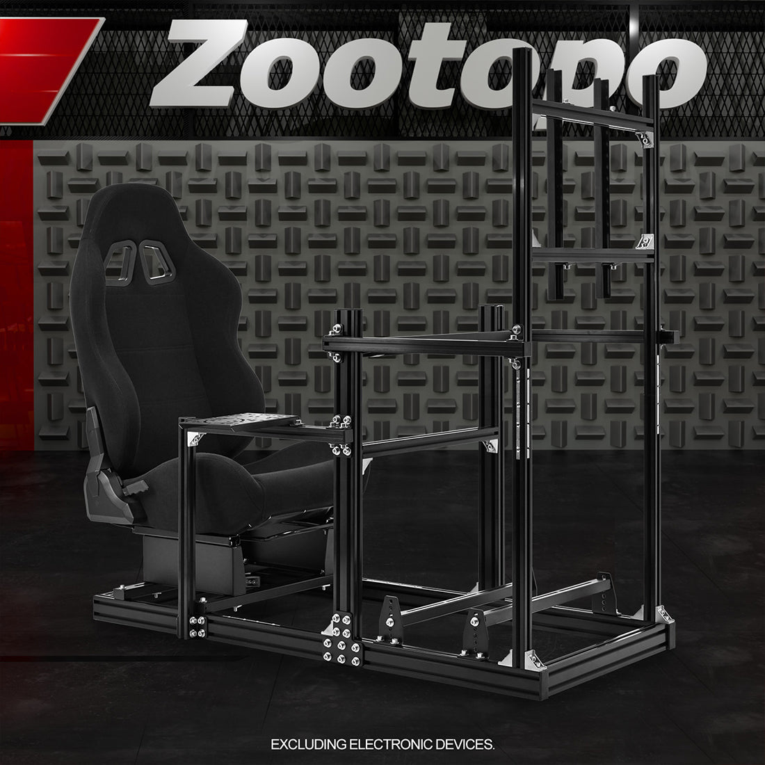 Zootopo 3060 Aluminum Profile Racing Simulator Cockpit with Monitor Mount, Fit for Thrustmaster/Fanatec/Logitech G29 , Adjustable Driving Simulator cockpit, Does Not Include Steering Wheel, Pedals, or Handbrake