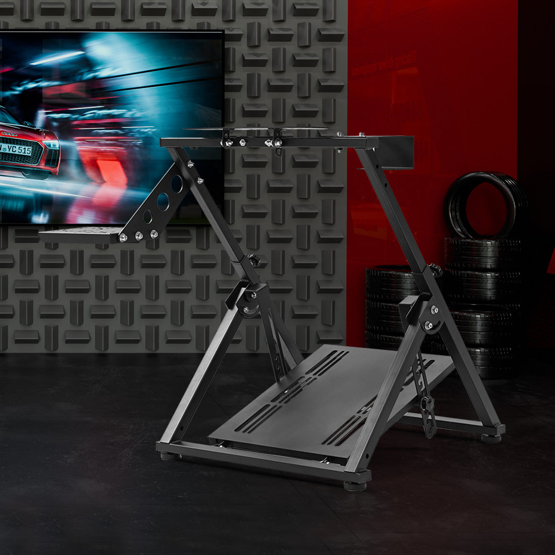 Zootopo Foldable Racing Wheel Stand Adjustable Sim Racing Cockpit Compatible with Logitech/ Thrustmaster/Fanatec/PXN/Moza R5 R9 G29 G920 G923 T248 T300RS GT T500 Sturdy Gaming Stand,Space-Saving Design , Wheel and Pedals Not Included